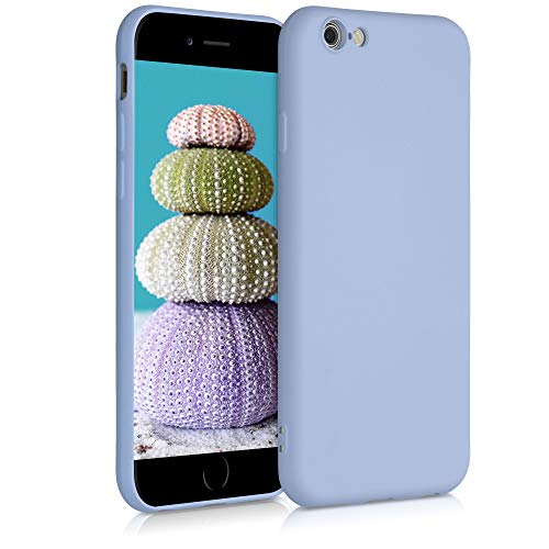 kwmobile Hülle kompatibel mit Apple iPhone 6 / 6S Hülle - gummierte TPU Silikon Handyhülle - Schutzhülle für kabelloses Laden - Case in Hellblau matt