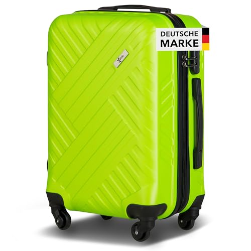 Xonic Design Reisekoffer - ABS Hartschalen Koffer mit 360° Leichtlauf-Rollen - hochwertiger Trolley mit Zahlenschloss in M-L-XL oder Set (Neon Grün, M)