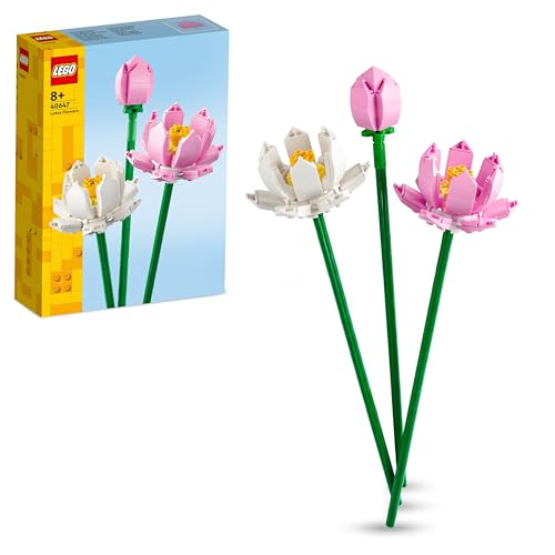 LEGO Botanicals Lotusblumen - Blumenstrauß mit 3 künstlichen Blumen - Schlafzimmer- oder Schreibtisch-Deko - Geschenk für Mädchen und Jungen - Botanik Kollektion 40647