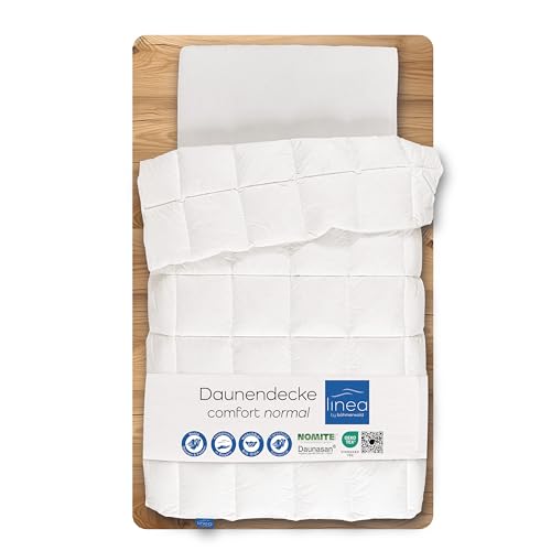 LINEA by böhmerwald - comfort - kuschlige Daunendecke normal, 135x200, 90% Daunen / 10% Federn Klasse 1, Allergiker geeignet, waschbar bis 60 °C, in Deutschland produziert