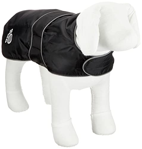 TRIXIE Hundemantel Orléans - Wasserabweisender Wintermantel für Hunde - S (35 cm) schwarz, Hunderegenmantel mit Fleecefutter & Reflektoren - 30513