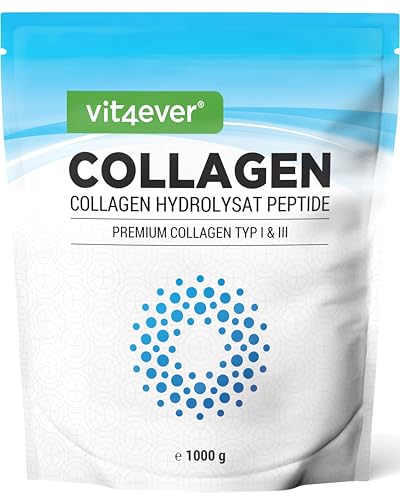 Collagen Pulver 1000 g - 100% bioaktives Kollagen Hydrolysat Peptide - Kollagen Typ 1, 2 & 3 - Geschmacksneutral - Ohne Zusatzstoffe
