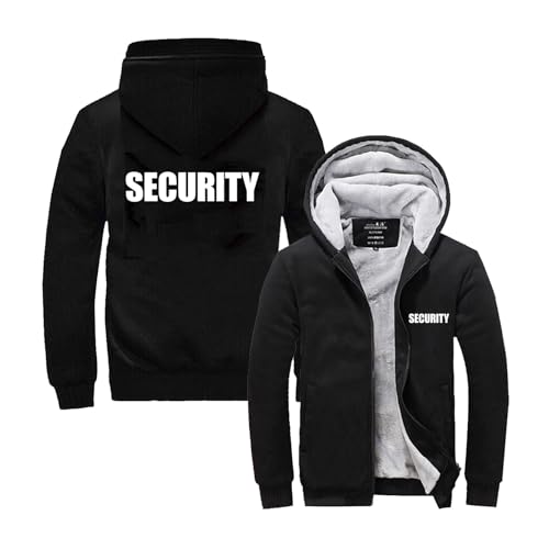CCVQPF Herren Casual Hoodies Für Security Aufdruck Stitching Hoody Langarm Sweatshirts Zipper Sweater Sportstyle Jacken Kapuzenmäntel Mit Tasche Outwear Tops-Black||L