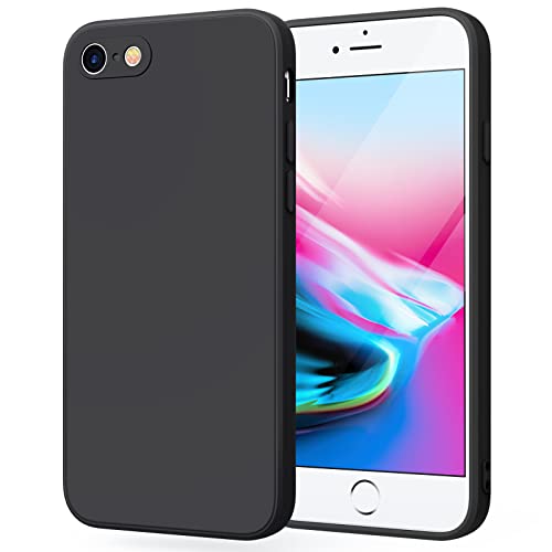 Wanme Hülle für iPhone SE 3/2 (Modell 2022/2020), iPhone 8/7 Hülle, Ultra Dünn Soft Flüssig Silikon Case, Vollständige Schutzhülle Handyhülle für iPhone 8/7/SE (Schwarz)