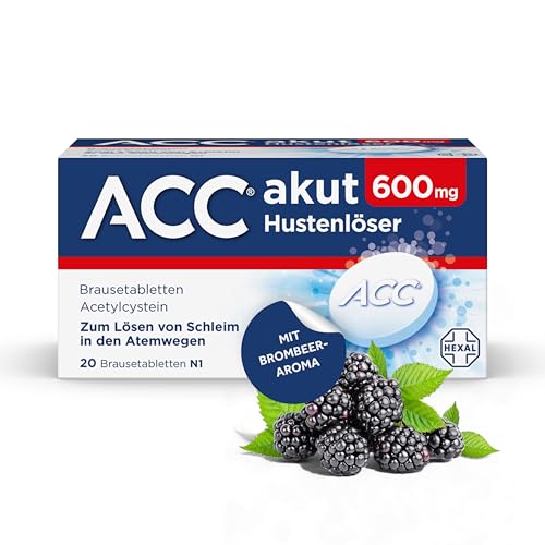 ACC® akut 600 mg Hustenlöser, 20 Brausetabletten, Brombeer-Aroma – löst festsitzenden Schleim, erleichtert das Abhusten und befreit so die Bronchien, nur 1x täglich