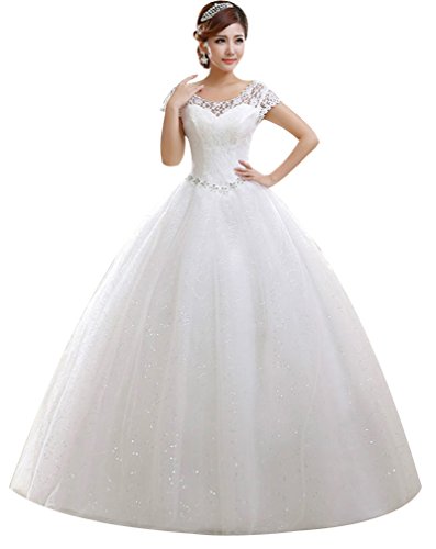 Eyekepper Brautkleid mit doppelter Schulter, bodenlang, Brautkleid, individuelle Größe, Weiss/opulenter Garten, 52