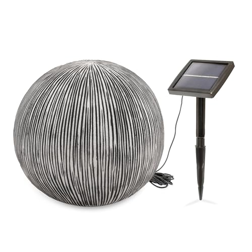 Esotec Gartendeko Solarkugel für außen | Sandstein-Optik | Solarkugelleuchte Garten | Gartendeko für draußen | Leucht-Kugel Kugelleuchte Solar-LED Solargarten wetterfest winterfest ⌀=27 cm 102676
