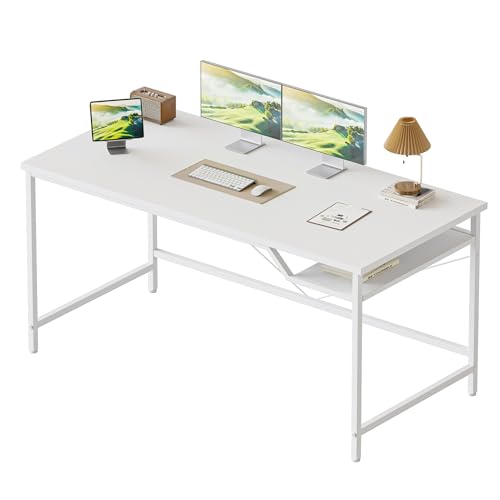 Mericonia 120 cm Computertisch, Gaming-Schreibtisch für kleine Räume, moderner Schreibtisch im schlichten Stil für das Homeoffice, Schreibtische für Studenten, Weiß