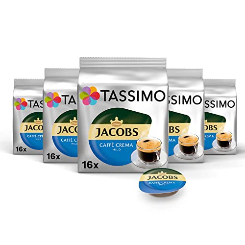 Tassimo Kapseln Jacobs Caffè Crema Mild, 5 x 16 Pads, 80 Kaffeekapseln