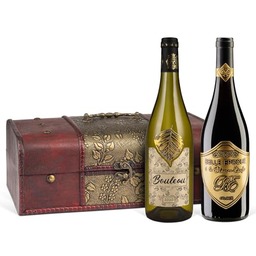 Belle Epoque & Bouleau - 2er Wein-Set in Antik-Style Holzkiste (2 x 0,75 l)