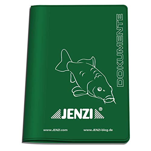 Fischereischein - Ausweismappe grün aus PVC, Hülle von Jenzi Dokumenten Tasche für Angelschein