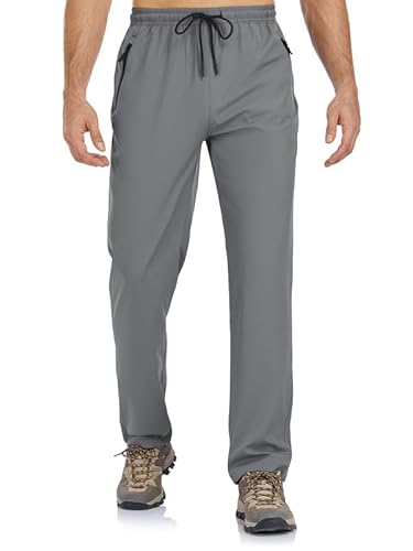 BondiTrekk Jogginghose Herren Reißverschlusstasche Sporthose Lang Sport Hose Trainingshose Laufhose Yogahose Sweatpants Hosen mit Gummizug für Herren(Grau,L)