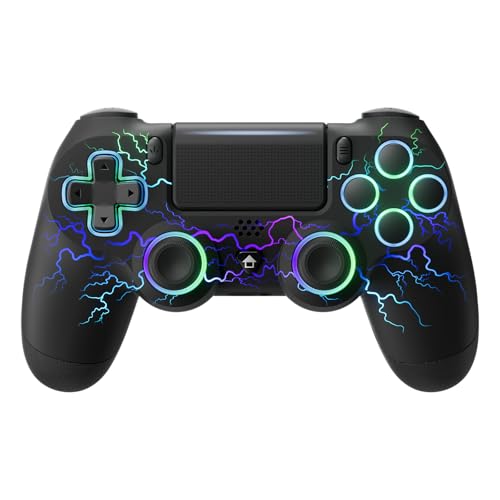 ECHTPower Wireless Controller für PS-4, RGB Controller mit Dual Vibration, 1000mAh Akku, 6-Achsen, Touchpanel, Audiobuchse, Screenshot, Gamepad kompatibel mit PS-4/Pro/Slim/PC-Leiterplatte