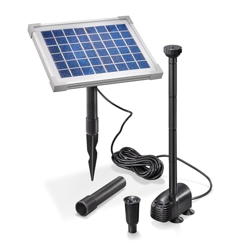 esotec Solar Pumpensystem WATERSPLASH 5/470, Komplett-SET, Teichpumpe Springbrunnenpumpe, Solarbrunnen outdoor, Solarmodul 5W, Wasserspiel Direktbetrieb 0,9m 470l/h IP68 101012