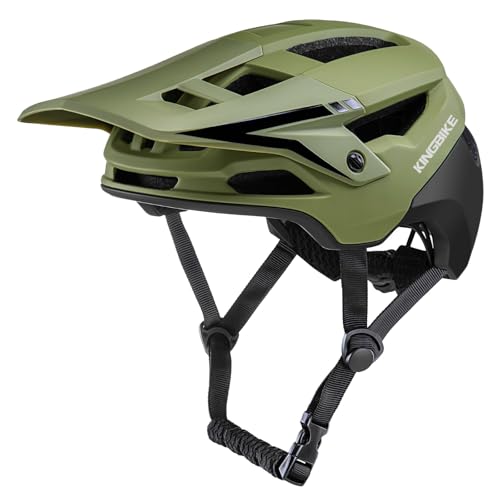 Fahrradhelm Mountainbike Helm Visier Abnehmbar MTB Helme für Herren Damen Erwachsene Jugend (Olivgrün, M(54-58CM))