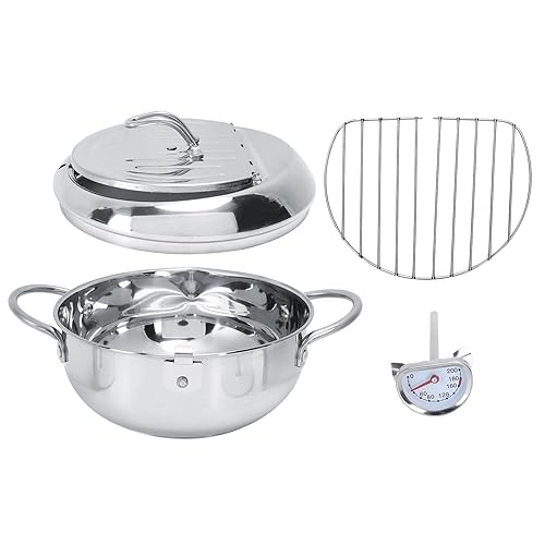 Japanischer Fritteusentopf , 28 Cm , Japanischer Tempura Fritteusentopf aus 201 Edelstahl , Abnehmbar , mit Thermometer f?¡ì1r Pommes Frites , T?pfe