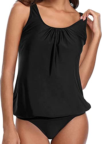 Octopus Oversize Tankini Set mit High Waist Slip 2tlg. Badeanzug f5493 Farbe: Tankini Schwarz, High Waist Slip G(1484)-S9(sw), Gr. 46