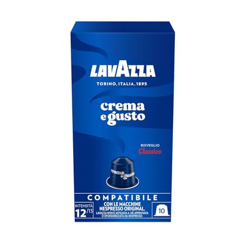 Lavazza Crema e Gusto, Arabica und Robusta, zart geröstet, Aluminiumkapseln, Nespresso-kompatibel, CO2-neutral, 1 Packung mit 10 Kapseln