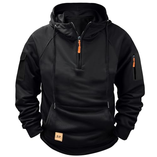Hoodie Herren Pullover Langarm Sweatjacke Kapuzenjacke Herren Männer Kapuzenpullover Sweatshirt Warm mit Taschen Hoody Herren mit Kapuze (DE/NL/SE/PL, Alphanumerisch, XL, Regular, Regular, Schwarz)