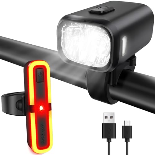 FORTRY Fahrradlicht Set Mit Bremsblinkfunktion, StVZO Zugelassen Fahrradlampe,Radlicht LED Fahrradbeleuchtung,IPX5 Wasserdicht Fahrradlichter Vorne und Rücklicht, Licht Fahrrad USB Typ C