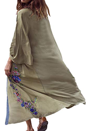 L-Peach Damen Langes Strickjacke Kimono Kleid Strandkleid Bikini Cover Ups Pareo