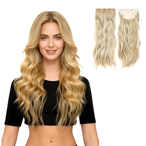 Clip In Extensions Echthaar 4 Stück 50cm Haarverlängerung Echthaar, Hair Extensions Clip In für Damen Alltag & Besondere Anlässe