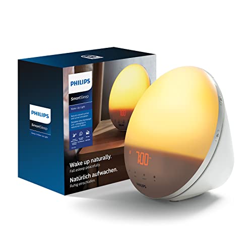 Philips Wake-up Light (Sonnenaufgangfunktion, Digitales Fm Radio, Tageslichtwecker) Weiß HF3519/01