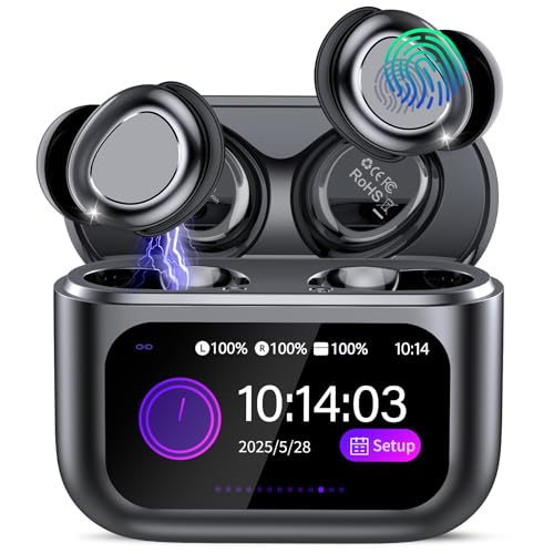 ZYHKON Bluetooth Kopfhörer, Bluetooth 5.4 Schlafkopfhörer In Ear mit Touchscreen, 48H Spielzeit Mini Kopfhörer mit HiFi Sound/5 EQ-Modi/ENC Noise Cancelling, Wireless Ohrhörer für Seitenschläfer