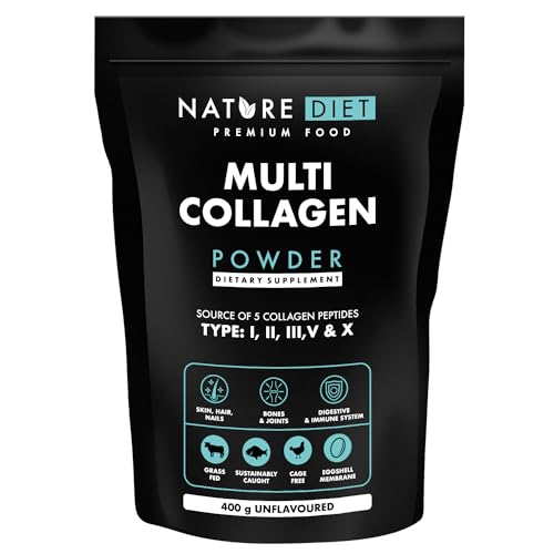Nature Diet Multi Collagen Pulver Geschmacksneutral - Kollagen Peptide Type: I, II,III, V & X, 400G