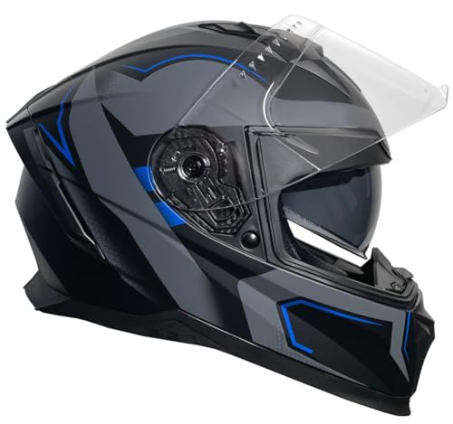 Rallox Helmets Integralhelm 510-3 schwarz/blau RALLOX Motorrad Roller Sturz Helm (XS, S, M, L, XL) Größe M