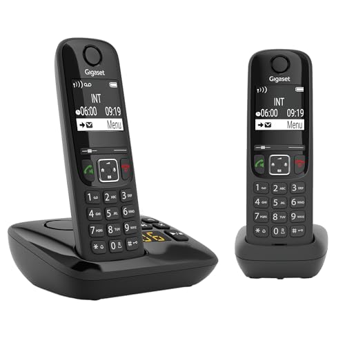Gigaset AS690A Duo - 2 Schnurlose DECT-Telefone mit Anrufbeantworter - kontrastreiches Display - einstellbare Klangprofile - Freisprechfunktion - Anrufschutz, schwarz [Deutsche Version]