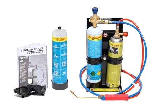 ROTHENBERGER Industrial Autogenschweiß- und Hartlötgerät Roxy Kit Eco, inkl. 2 x Sauerstoffeinwegflasche 110bar-930 ml und 1 x Maxigas-600 ml und umfangreichem Zubehör