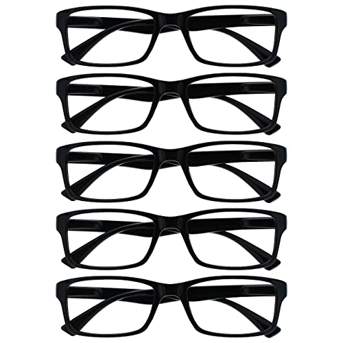 OPULIZE Die Lesebrille Unternehmen Schwarz Wert 5er-Pack Herren Frauen Designer Stil Leser RRRRR92-1 +2,00