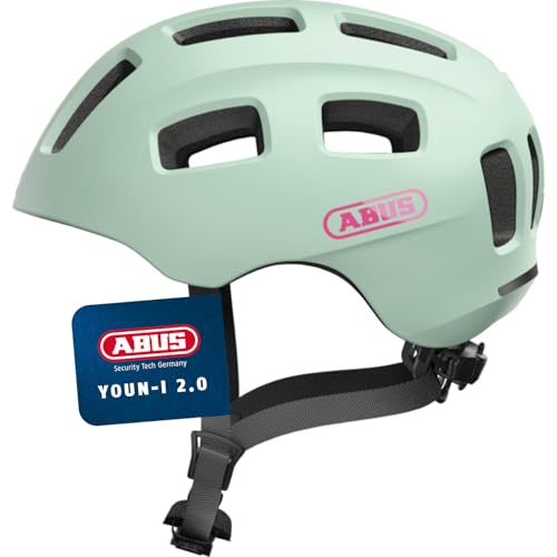 ABUS Fahrradhelm Youn-I 2.0 - mit Licht für Kinder, Jugendliche und Junge Erwachsene - Mädels Jungs - Mint, Größe M, Mint (iced Mint), M (52-57 cm)