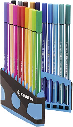 STABILO - Premium-Filzstift - Pen 68 ColorParade - 20er Tischset in anthrazit/hellblau - 20