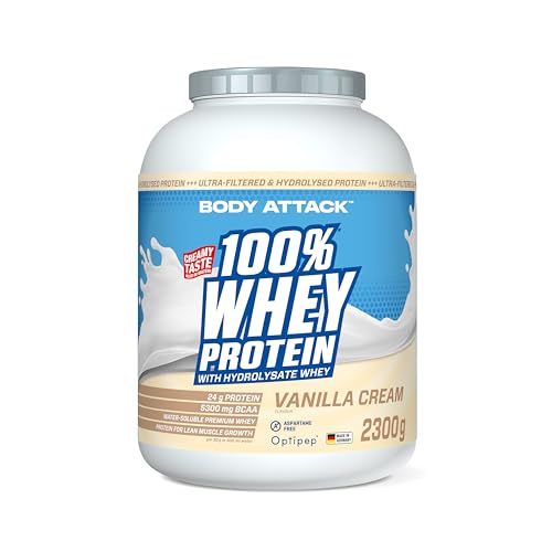 Body Attack 100% Whey Protein, Vanille, 1er Pack (1x 2300g)