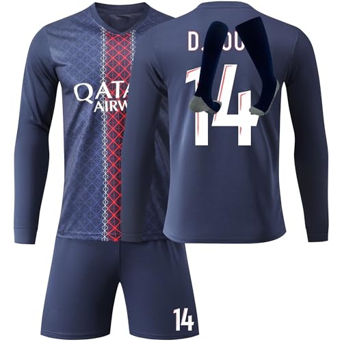 Generisch Fußball Trikot für Kinder Erwachsene Langarm Football Kit Heim/Auswärtstrikot Jungs Fussball Trikots Trainingsanzug