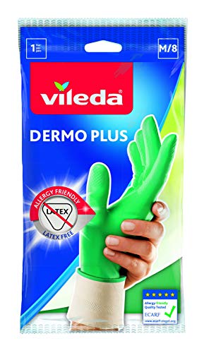 Vileda Dermo Plus/Sanft & Schonend Gummihandschuhe latexfrei, Größe M, 4 Paar