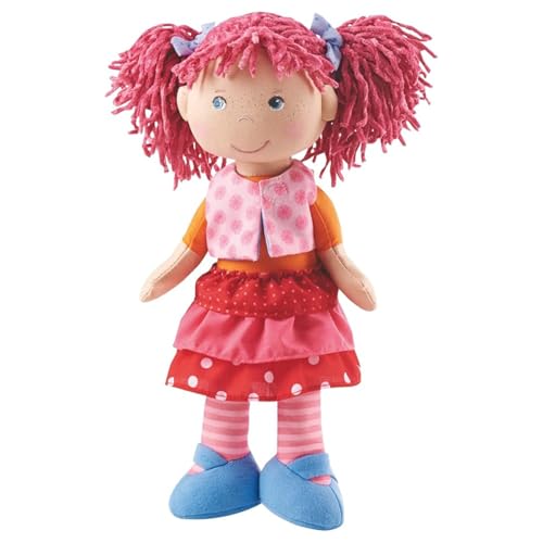 Haba 302842 - Puppe Lilli-Lou, süße Weich- und Stoffpuppe ab 18 Monaten, mit Kleidung und Haaren, 30 cm