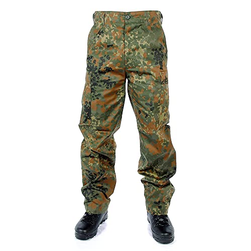 Mil-Tec US Ranger Hose Typ BDU • Herren Cargohose mit 6 geräumigen Taschen • Taktische Hose mit verstellbarem Kordelzug & Gürtelschlaufen • Feldhose für Outdoor, Arbeit & Freizeit • Flecktarn, L