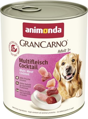 animonda GranCarno Adult Multifleisch-Cocktail (6 x 800 g), Hundenassfutter für erwachsene Tiere, Nassfutter für Hunde mit 100 % frischen, fleischlichen Zutaten, Hundefutter ohne Getreide