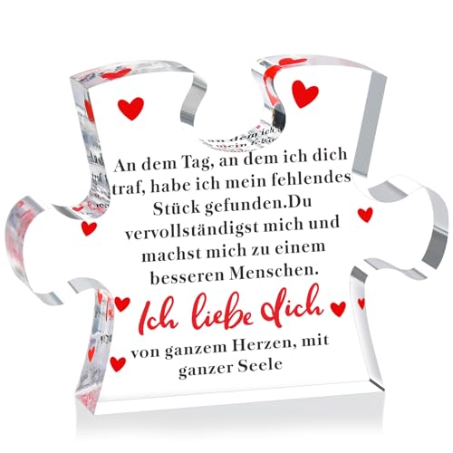Valentinstag Romantisch Geschenk für Ihn Sie, Graviertes Acryl Block Puzzle Geschenke für Männer Frauen, Valentinstagsgeschenke für Ihn Sie zum Valentinstag Geburtstag Jahrestag Weihnachten
