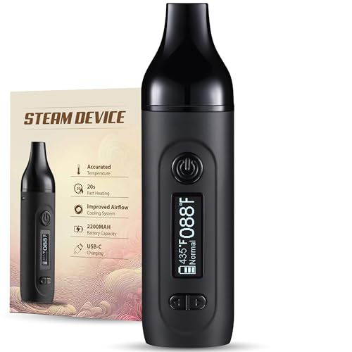 Vaporizer Cannabis IOUQ GeminiKit weed verdampfer kräuter mit LCD Display, Präzise Temperaturregelung, 2200 mAh Akku, Kompakte Größe für Unterwegs Vaporisator (Black)
