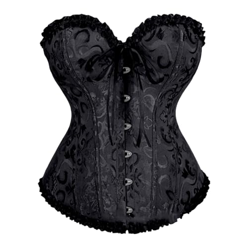 JiJiRuDU Korsett Damen Vollbrust Corsage Korsett Top Gothic Vintage Corsagen Bustier Corsette