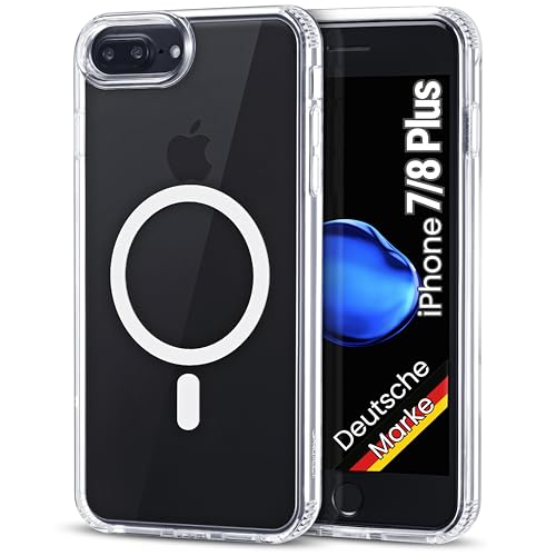JProtect für iPhone 7/8 Plus Hülle für Magsafe (TOP Schutz & Magnetkraft) Magnetische Handyhülle Transparent für iPhone 8/7 Plus - Hülle Magnet für MagSafe Zubehör Case Stoßfest