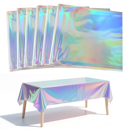 6 Stück Bunt Glitzer Party Tischdecke Bunt Tischdecke Geburtstag Wasserdicht Tischdecken Biertisch Tischabdeckung für Outdoor, Picknick, Hochzeit, Party, Tischdekorationen （137 x 274 cm）
