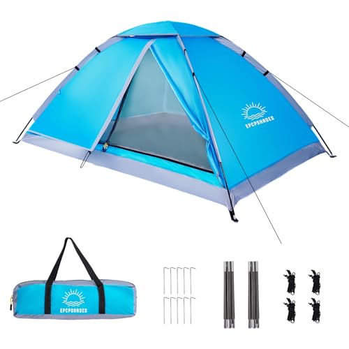 EPCPSHADES 1-2 Personen Kuppelzelte für Camping, Leichtes tragbares Backpacking-Zelt, Kleines und Einfach Aufzustellendes, Wasserdichtes Camping- und Wandernzelt für Erwachsene, Blau