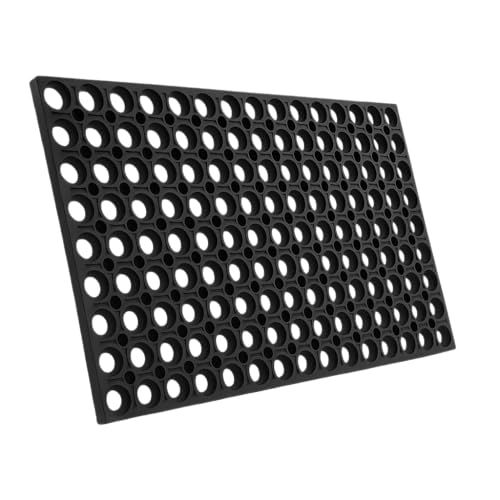 Gummimatte Schmutzfangmatte Ringgummimatte Ringmatte Fußmatte Fußabtreter komplett aus Gummimaterial 16 mm Höhe 5 Größen (40x60) Schwarz Entwässerungslöcher wetterfest