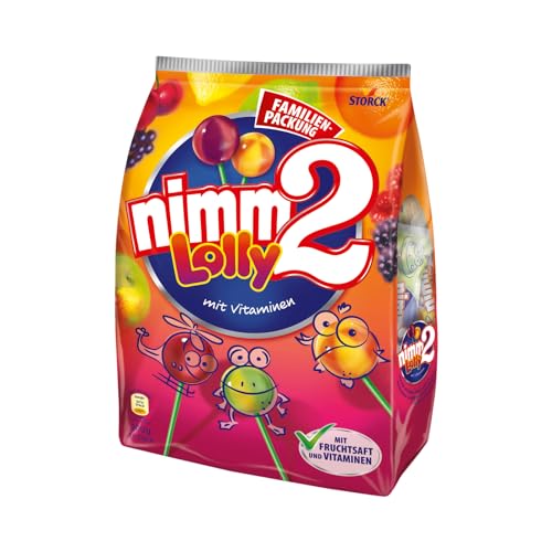 nimm2 Lolly – Fruchtige Lutscher in vier unterschiedlichengeschmackskombinationen zum Naschen für dieganze Familie – (1 x 200g Beutel)