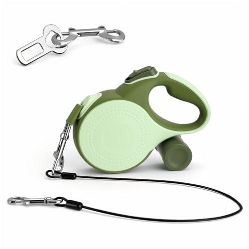 Einziehbare Hundeleine 9m, Rollleine für Hunde bis 50kg, Hundeleine mit Stahlseil & Kotbeutelhalter, Retractable Leine Anti-Verdreh Design für Training, Wald, Strand